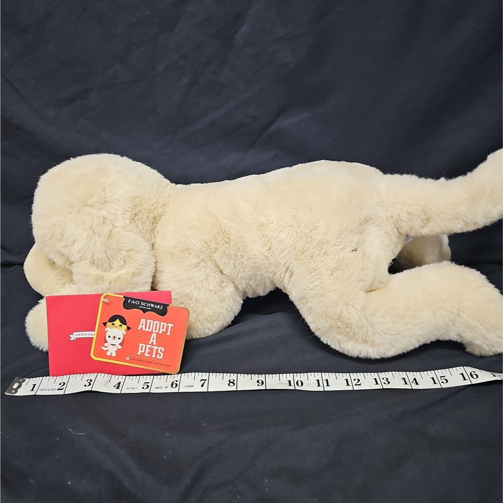 New FAO Schwarz 16" Labrador Golden Retriever Plush Puppy W/adoption Papers